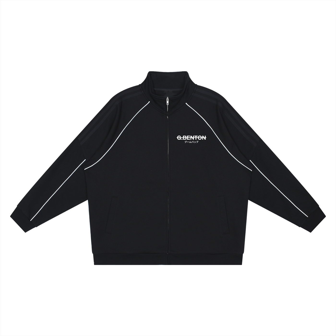 Strikethrough Reflection Striped Raglan Sleeve Jacket