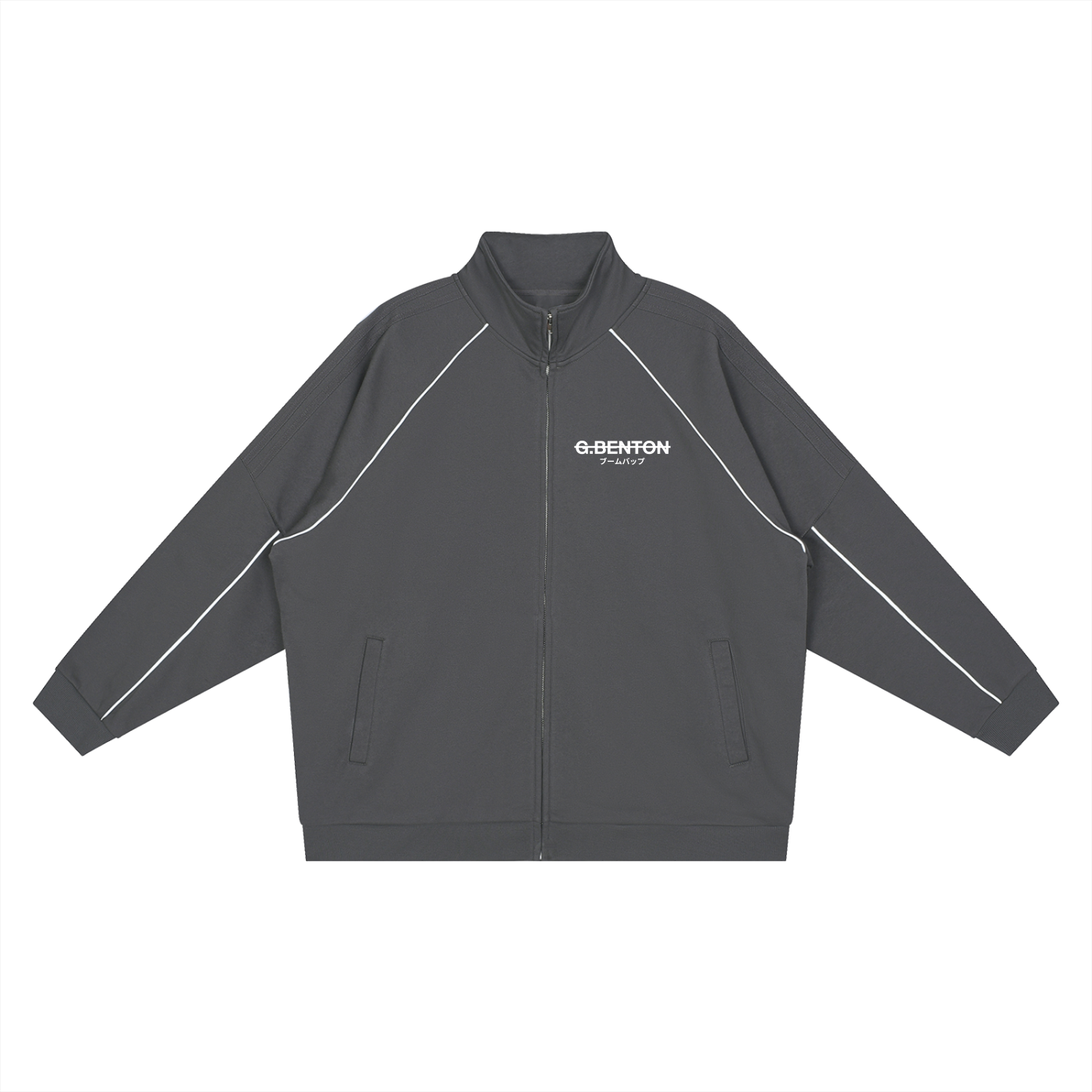 Strikethrough Reflection Striped Raglan Sleeve Jacket